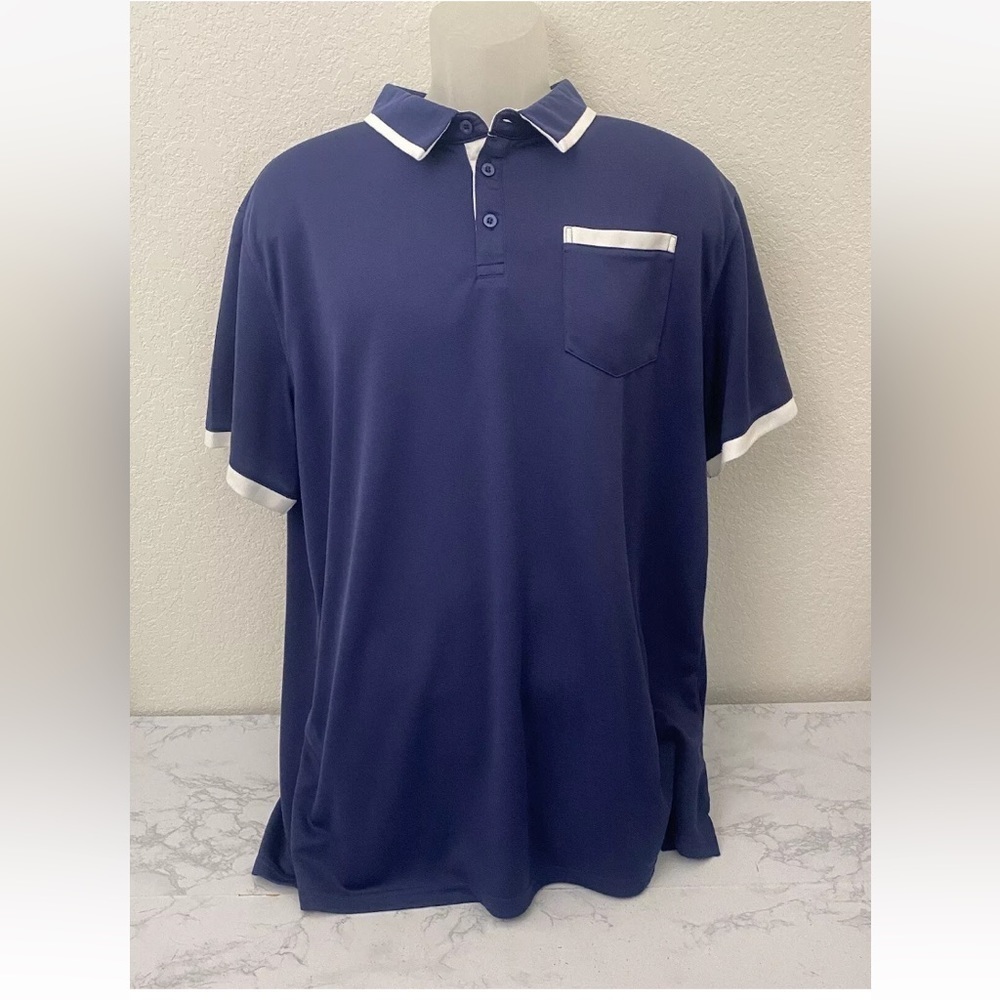 Liberty Pro Men's Athletic Polo Shirt Size XL Blue Pocket Moisture Control P​​​​